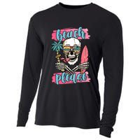 Beach Please Skeleton Vacation Funny Cooling Performance Long Sleeve Crew
