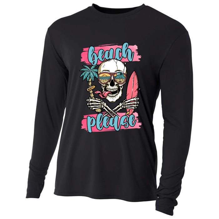 Beach Please Skeleton Vacation Funny Cooling Performance Long Sleeve Crew