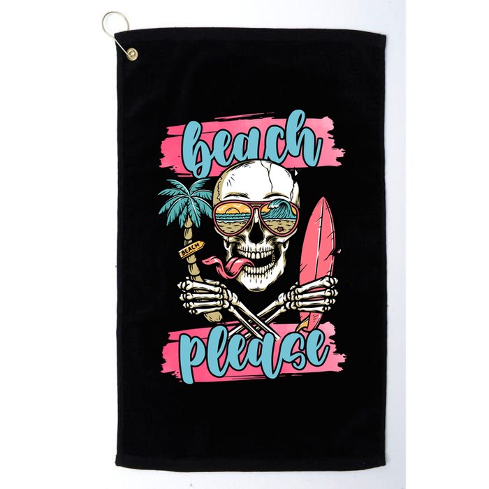Beach Please Skeleton Vacation Funny Golf Towel