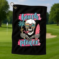 Beach Please Skeleton Vacation Funny Golf Towel