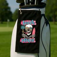 Beach Please Skeleton Vacation Funny Golf Towel