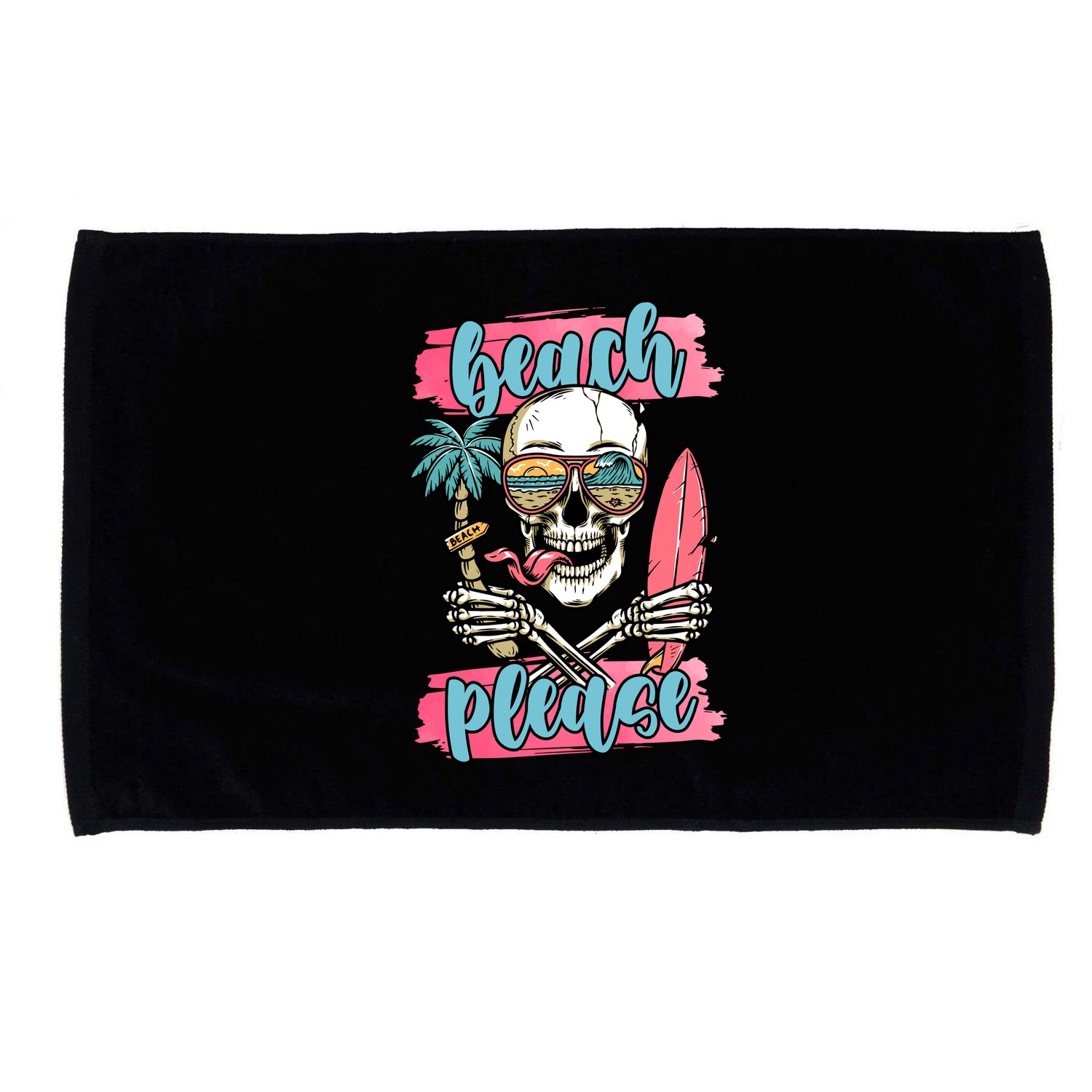 Beach Please Skeleton Vacation Funny Microfiber Hand Towel