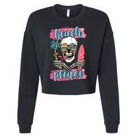 Beach Please Skeleton Vacation Funny Cropped Pullover Crew