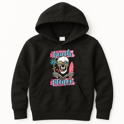Beach Please Skeleton Vacation Funny Kids Hoodie