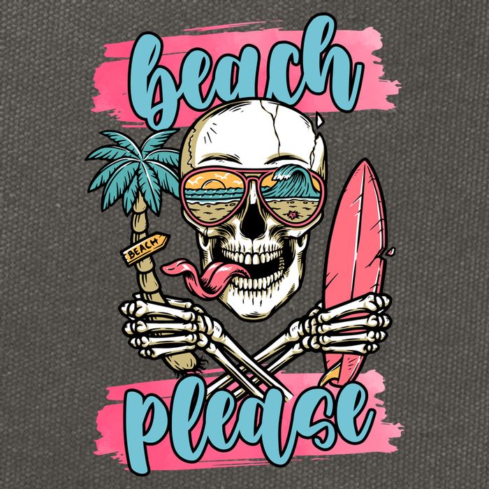 Beach Please Skeleton Vacation Funny Cotton Canvas Backpack