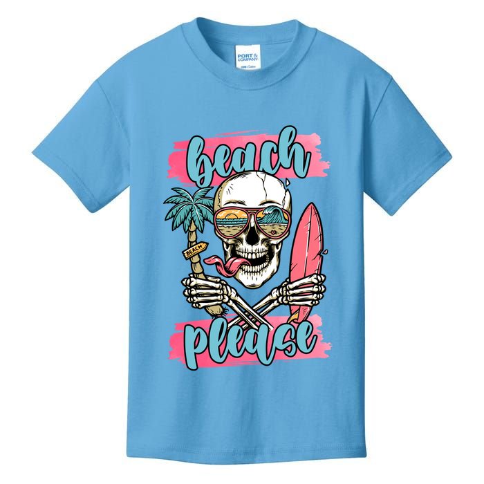 Beach Please Skeleton Vacation Funny Kids T-Shirt
