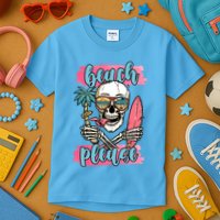 Beach Please Skeleton Vacation Funny Kids T-Shirt