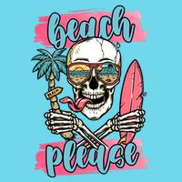 Beach Please Skeleton Vacation Funny Kids T-Shirt