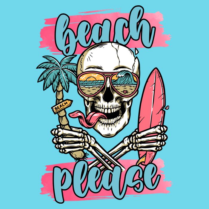 Beach Please Skeleton Vacation Funny Kids T-Shirt