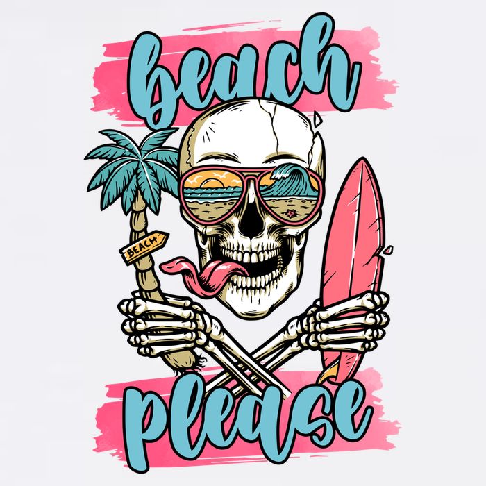 Beach Please Skeleton Vacation Funny Garment-Dyed Sweatshirt