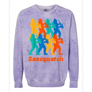 Bigfoot Playing Saxophone Saxsquatch Colorblast Crewneck Sweatshirt