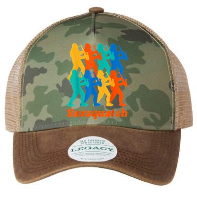 Bigfoot Playing Saxophone Saxsquatch Legacy Tie Dye Trucker Hat
