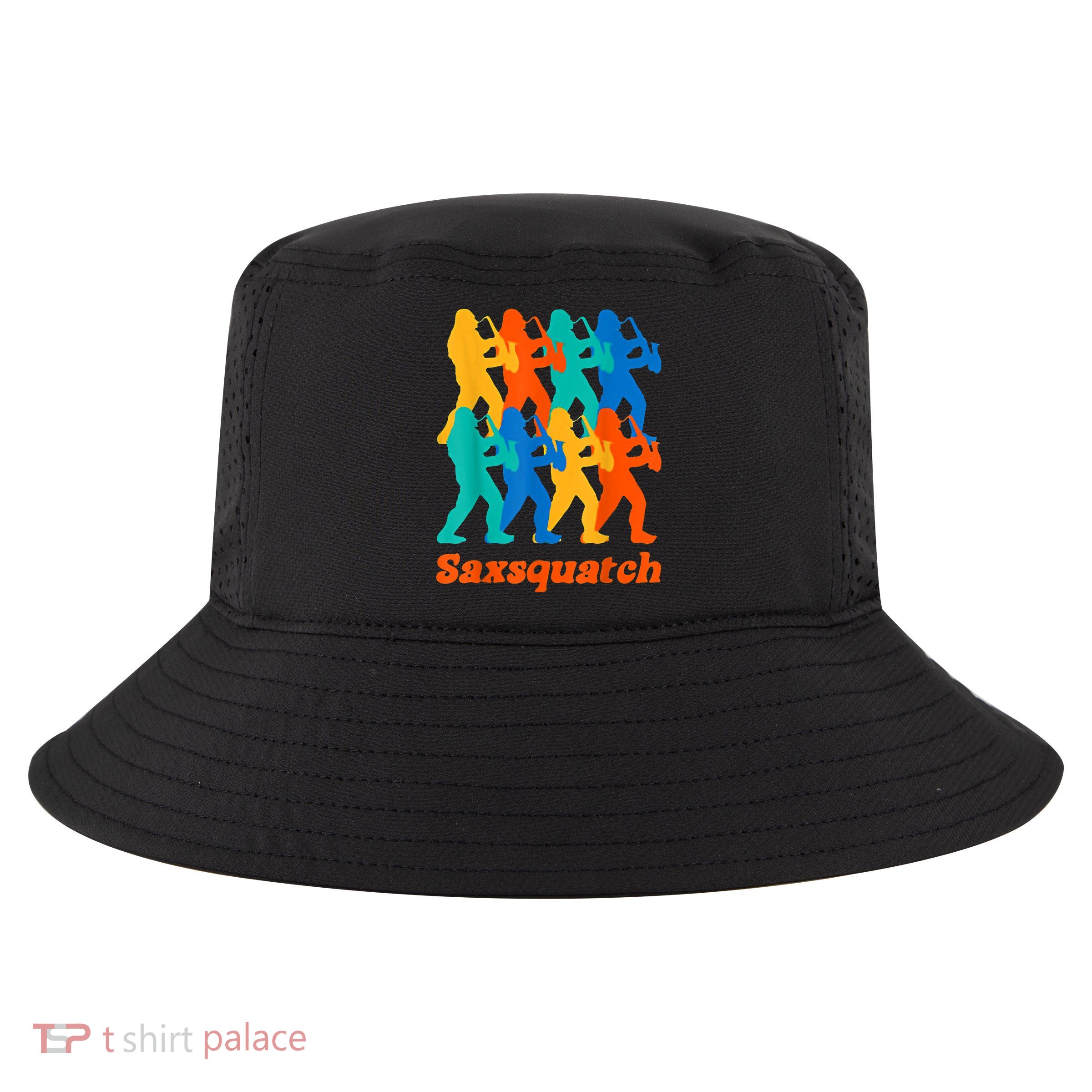 Bigfoot Playing Saxophone Saxsquatch Cool Comfort Performance Bucket Hat