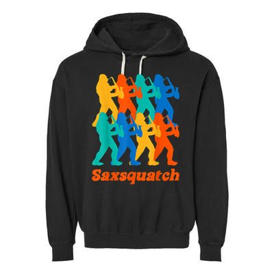 Bigfoot Playing Saxophone Saxsquatch Garment-Dyed Fleece Hoodie