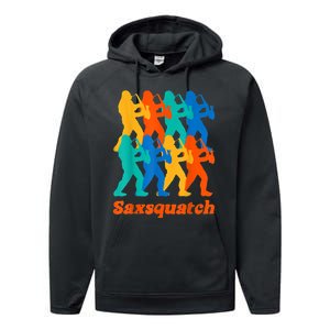 Bigfoot Playing Saxophone Saxsquatch Performance Fleece Hoodie