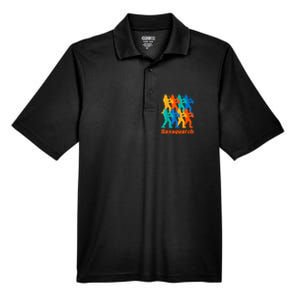 Bigfoot Playing Saxophone Saxsquatch Men's Origin Performance Pique Polo