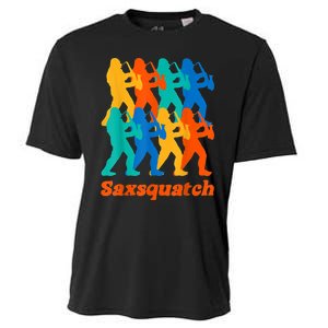 Bigfoot Playing Saxophone Saxsquatch Cooling Performance Crew T-Shirt