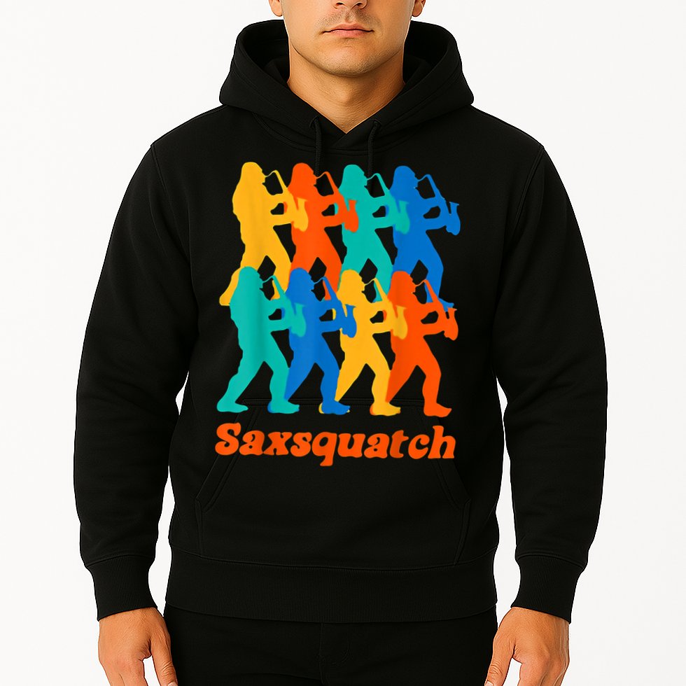 Bigfoot Playing Saxophone Saxsquatch Hoodie