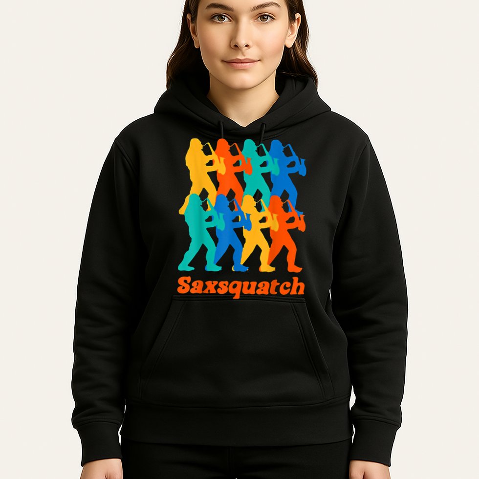 Bigfoot Playing Saxophone Saxsquatch Hoodie