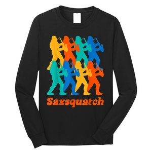 Bigfoot Playing Saxophone Saxsquatch Long Sleeve Shirt