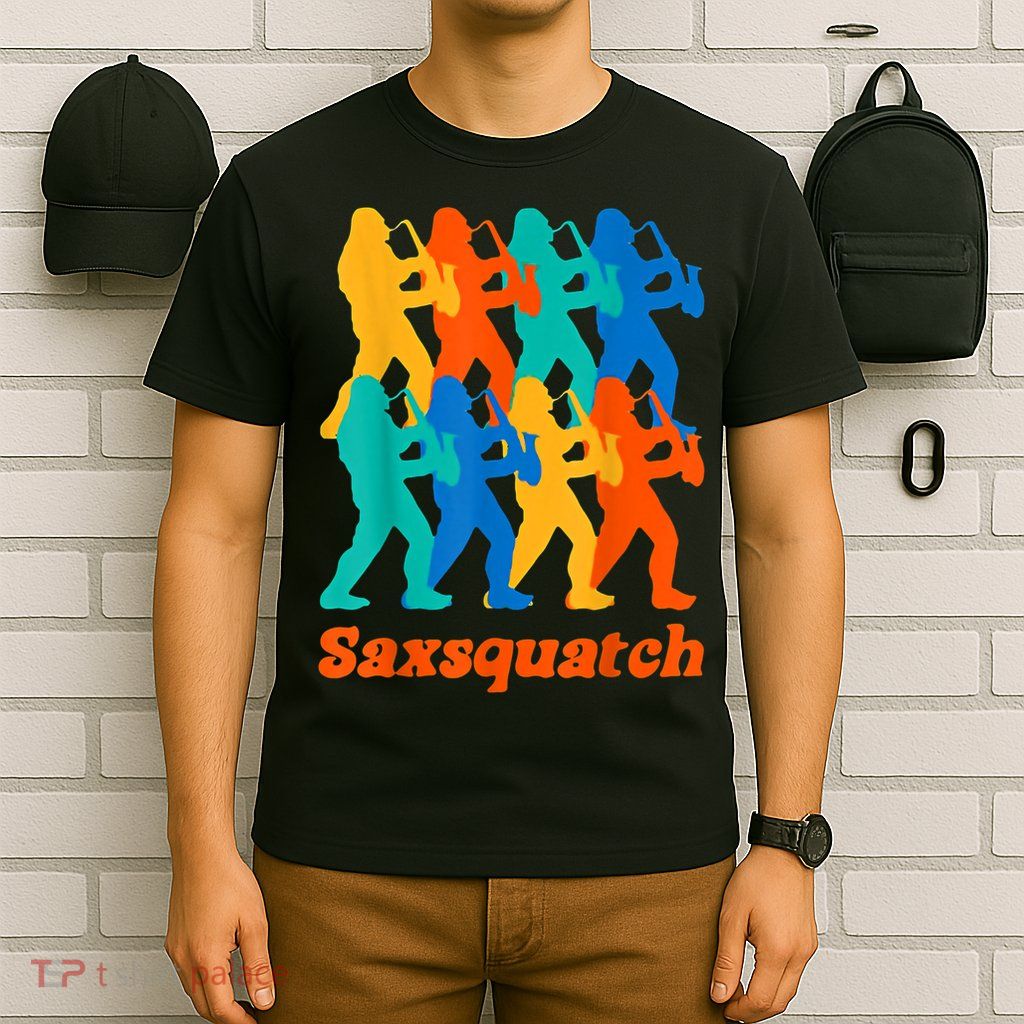 Bigfoot Playing Saxophone Saxsquatch T-Shirt