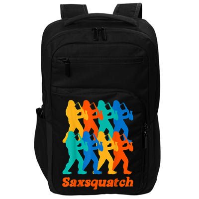 Bigfoot Playing Saxophone Saxsquatch Impact Tech Backpack