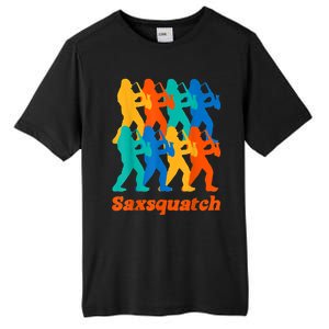 Bigfoot Playing Saxophone Saxsquatch Tall Fusion ChromaSoft Performance T-Shirt