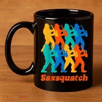 Bigfoot Playing Saxophone Saxsquatch 11oz C Handle Ceramic Mug