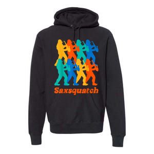 Bigfoot Playing Saxophone Saxsquatch Premium Hoodie