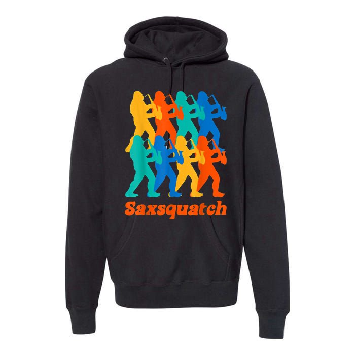 Bigfoot Playing Saxophone Saxsquatch Premium Hoodie