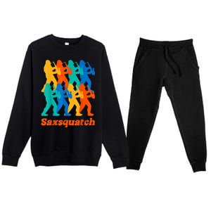 Bigfoot Playing Saxophone Saxsquatch Premium Crewneck Sweatsuit Set