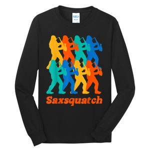 Bigfoot Playing Saxophone Saxsquatch Tall Long Sleeve T-Shirt