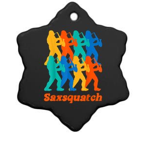 Bigfoot Playing Saxophone Saxsquatch Ceramic Star Ornament