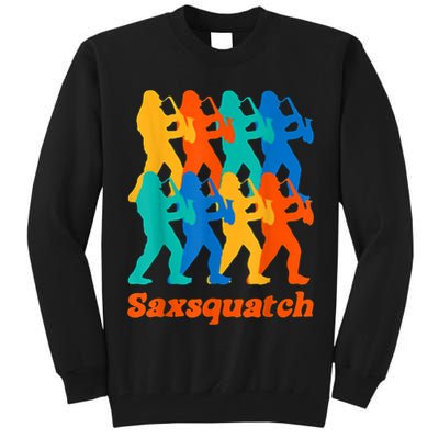 Bigfoot Playing Saxophone Saxsquatch Tall Sweatshirt