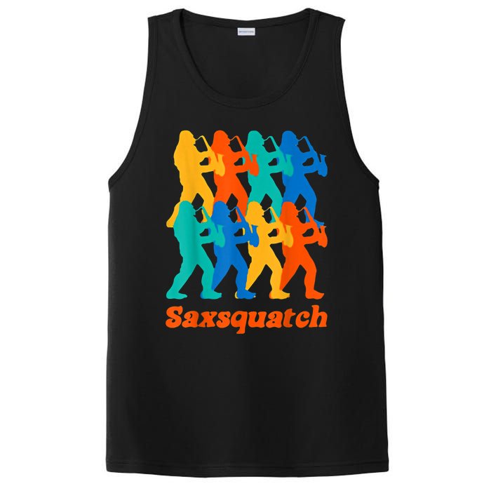 Bigfoot Playing Saxophone Saxsquatch PosiCharge Competitor Tank