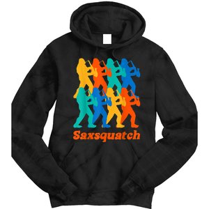 Bigfoot Playing Saxophone Saxsquatch Tie Dye Hoodie