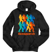 Bigfoot Playing Saxophone Saxsquatch Tie Dye Hoodie