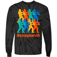 Bigfoot Playing Saxophone Saxsquatch Tie-Dye Long Sleeve Shirt