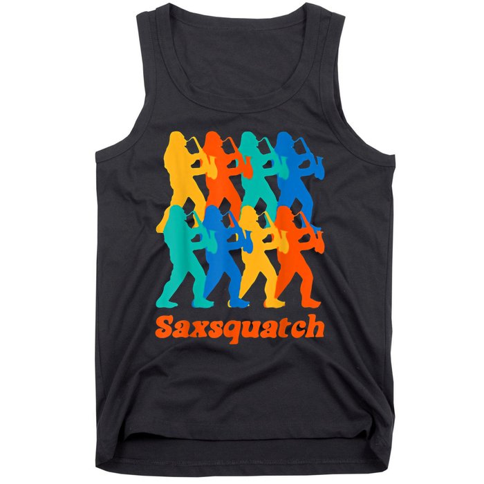 Bigfoot Playing Saxophone Saxsquatch Tank Top