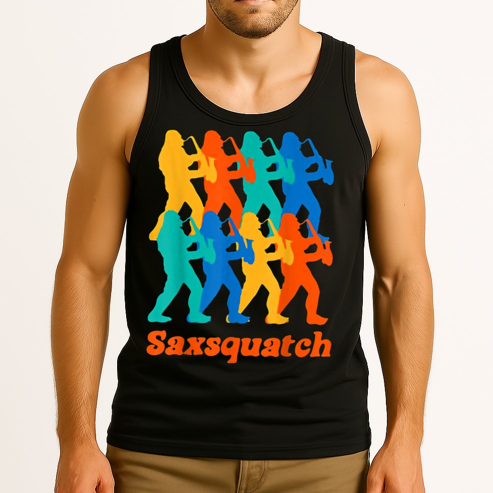 Bigfoot Playing Saxophone Saxsquatch Tank Top