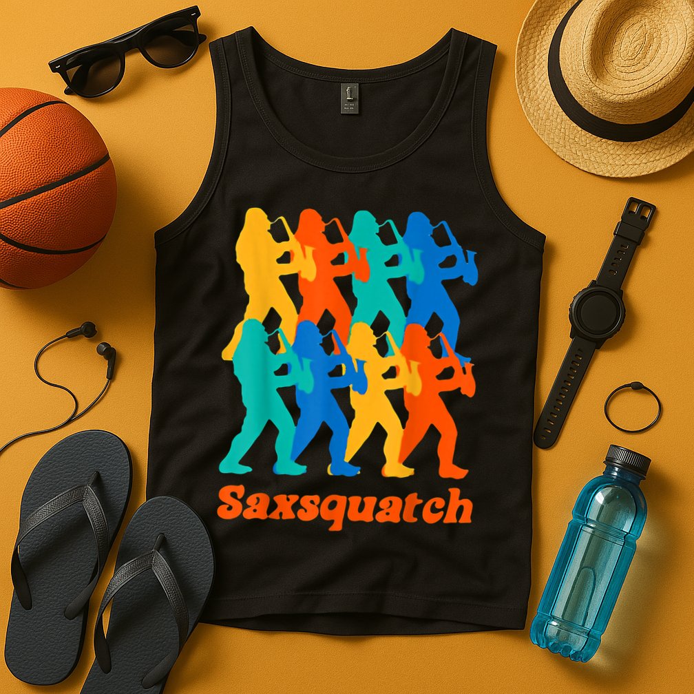 Bigfoot Playing Saxophone Saxsquatch Tank Top