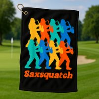 Bigfoot Playing Saxophone Saxsquatch Golf Towel