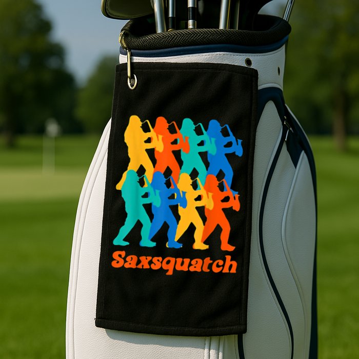 Bigfoot Playing Saxophone Saxsquatch Golf Towel