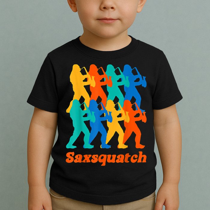 Bigfoot Playing Saxophone Saxsquatch Toddler T-Shirt