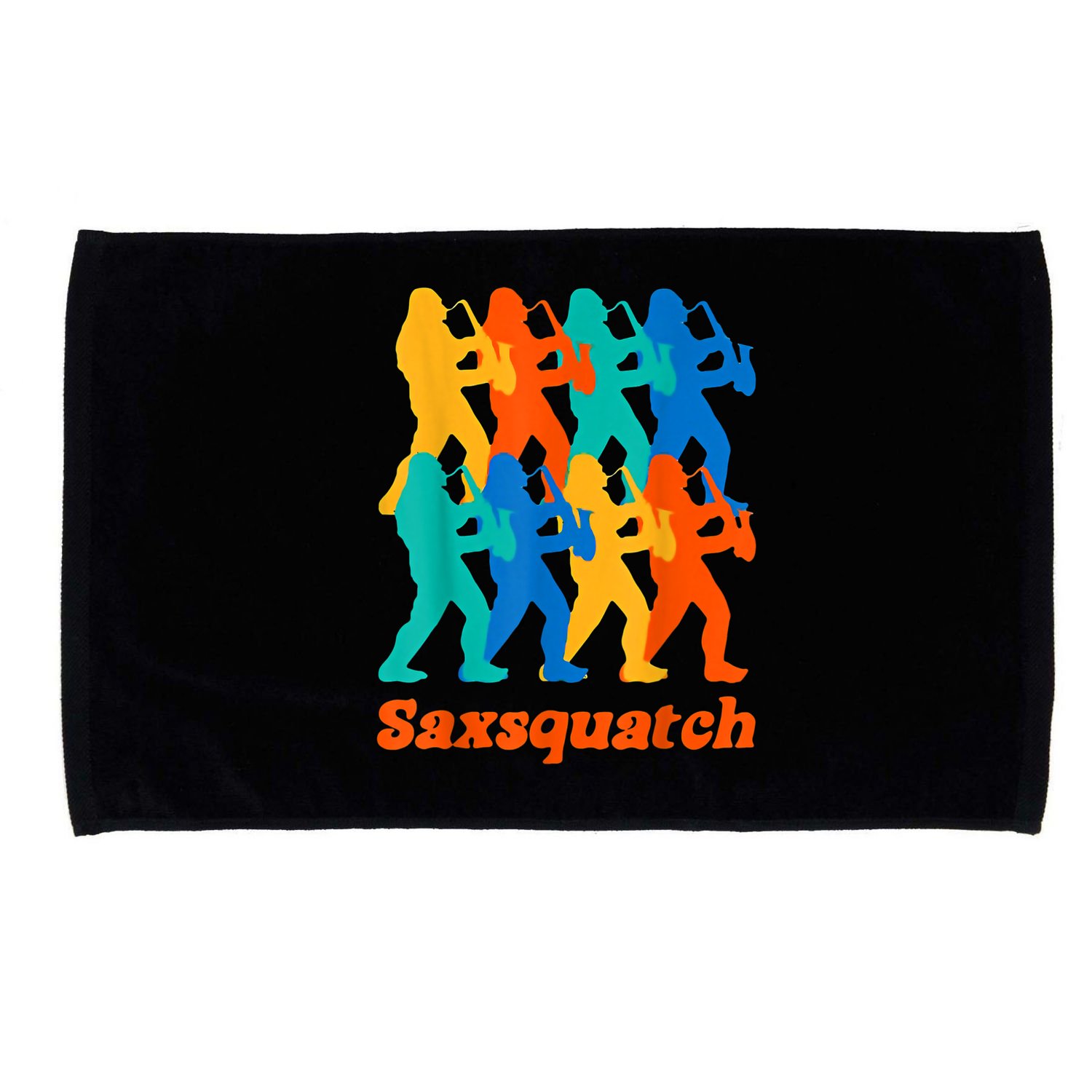 Bigfoot Playing Saxophone Saxsquatch Microfiber Hand Towel
