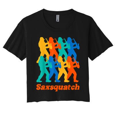 Bigfoot Playing Saxophone Saxsquatch Crop Top
