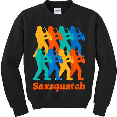 Bigfoot Playing Saxophone Saxsquatch Kids Sweatshirt