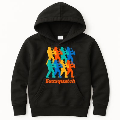 Bigfoot Playing Saxophone Saxsquatch Kids Hoodie