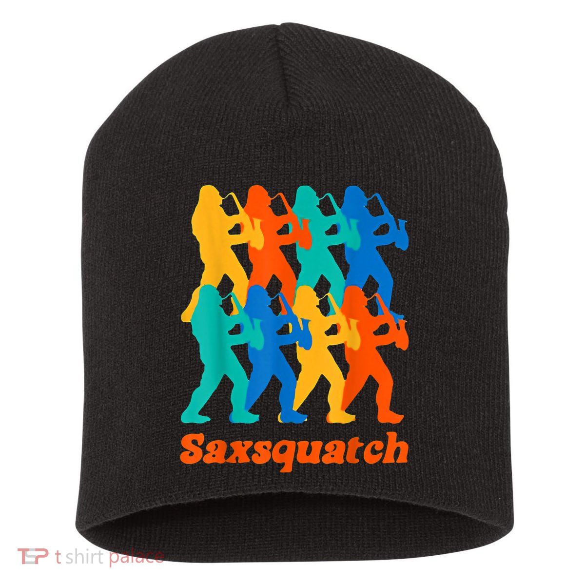 Bigfoot Playing Saxophone Saxsquatch Short Acrylic Beanie