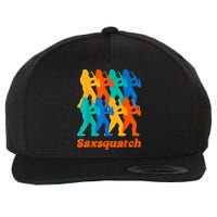 Bigfoot Playing Saxophone Saxsquatch Wool Snapback Cap